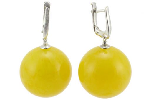 Серьги из серебра 925 пробы с янтарем.