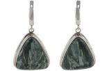 Серьги из серебра с клинохлором треугольник 24х27х29 мм 56664