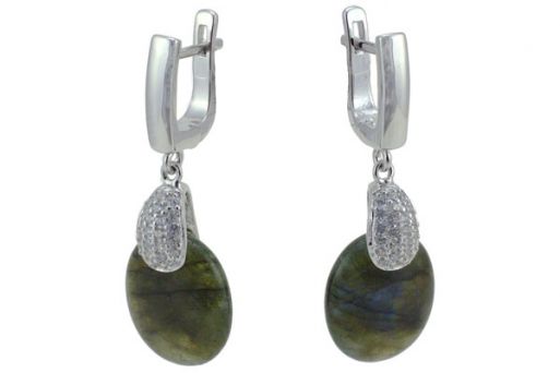 Серьги из серебра 925 пробы с лабрадором.