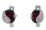Серьги из серебра с гранатом и фианитами овал 8х10 мм 56813