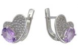 Серьги из серебра с аметистом и фианитами овал 6х8 мм 56843