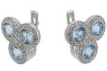 Серьги из серебра с топазом и фианитами 3 круга 6 мм 56878