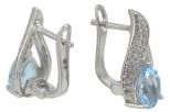 Серьги из серебра с топазом и фианитами капля 6х8 мм 56901