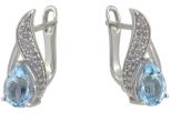 Серьги из серебра с топазом и фианитами капля 6х8 мм 56901