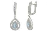Серьги из серебра с топазом и фианитами капля 4х6 мм 56904
