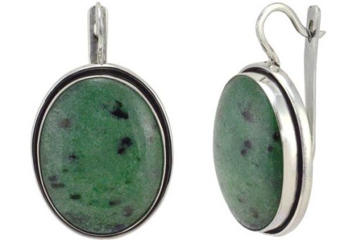 Серьги из серебра 925 пробы с Цоизитом.