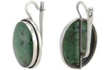 Серьги из серебра с Цоизитом овал 21х26 мм 56925