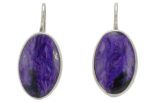 Серьги из серебра с чароитом овал 14х22 мм 56950