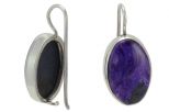 Серьги из серебра с чароитом овал 14х22 мм 56950