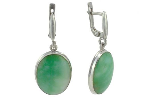Серьги из серебра 925 пробы с хризопразом.