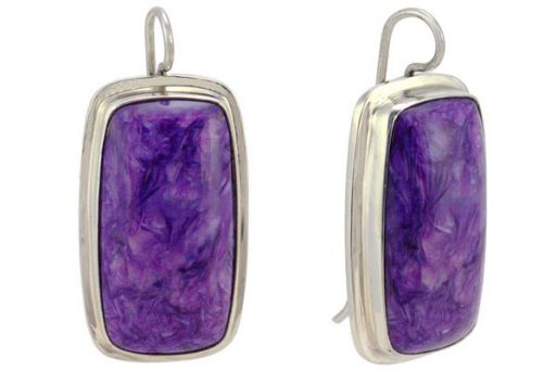 Серьги из серебра 925 пробы с чароитом.