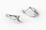 Серьги из серебра с жемчугом белым шар 7мм 57143