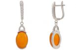 Серьги сердолик с фианитами. Вес 6,1 гр.
