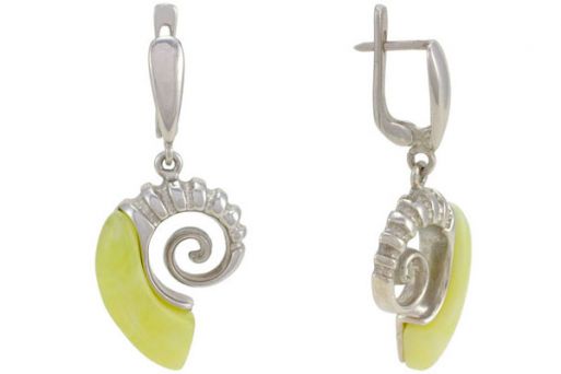 Серьги из серебра 925 пробы с янтарём.