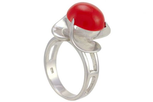 Серебряное кольцо с кораллом 57303 купить в магазине Самоцветы мира