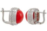 Серьги из серебра с кораллом красным квадрат 10х10 мм 57321