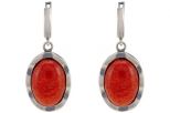 Серьги из серебра с кораллом красным овал 13х18 мм 57449