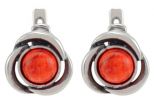 Серьги из серебра с кораллом терракотовым круг 6 мм 57453
