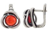 Серьги из серебра с кораллом терракотовым круг 6 мм 57453