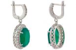 Серьги из серебра с агатом зелёным и фианитами овал 12х16 мм 57460