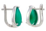 Серьги из серебра с агатом зелёным капля 10х14 мм 57484