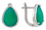 Серьги из серебра с агатом зелёным капля 10х14 мм 57484