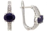 Серьги из серебра с сапфиром и фианитами овал 6х8 мм 57518