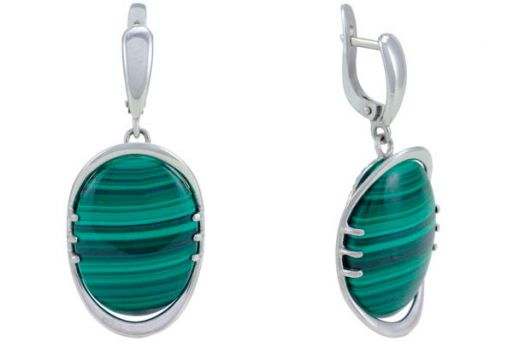 Серьги из серебра 925 пробы с малахитом.