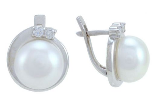 Серьги из серебра 925 пробы с жемчугом.
