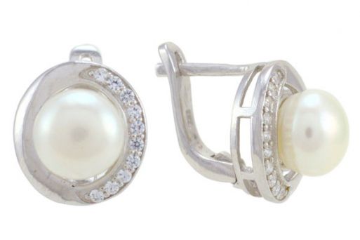 Серьги из серебра 925 пробы с жемчугом.