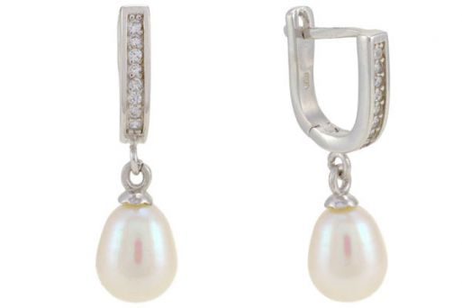 Серьги из серебра 925 пробы с жемчугом.
