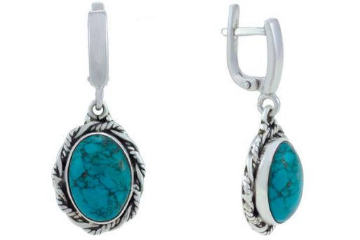 Серьги из серебра 925 пробы с бирюзой.