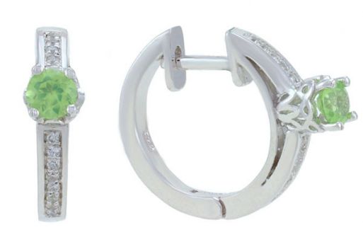 Серьги из серебра 925 пробы с Хризолитом.