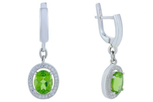 Серьги из серебра 925 пробы с Хризолитом.