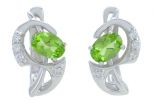 Серьги из серебра с хризолитом и фианитами овал 4х6 мм 57613