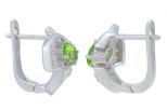 Серьги из серебра с хризолитом и фианитами овал 4х6 мм 57613