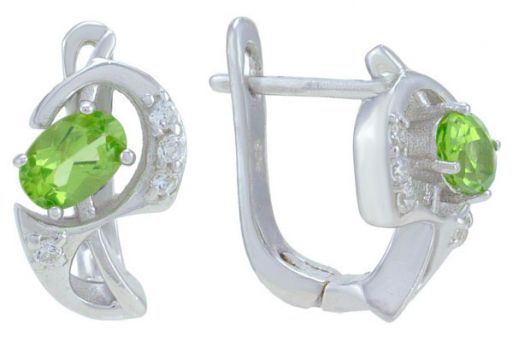 Серьги из серебра 925 пробы с Хризолитом.