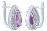 Серьги из серебра с александритом и фианитами капля 8х12 мм 57641