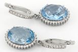 Серьги из серебра с топазом и фианитами овал 12х16 мм 58205