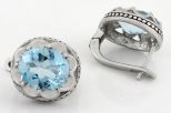 Серьги из серебра с топазом овал 10х12 мм 58206