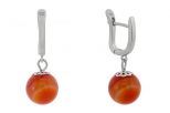 Серьги из мельхиора с сердоликом шар 12 мм 58276