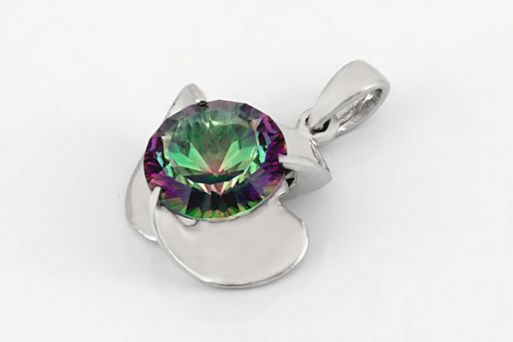 Серебряный кулон с аметистом мистик 58328 купить в магазине Самоцветы мира
