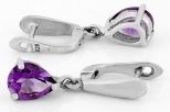 Серьги из серебра с аметистом капля 7х9 мм 58619 