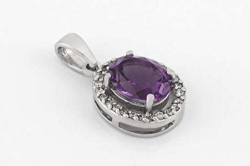 Серебряный кулон с аметистом 58633 купить в магазине Самоцветы мира