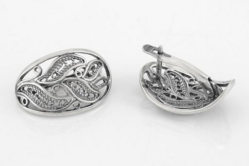 Серебряные серьги филигрань 58653 купить в магазине Самоцветы мира