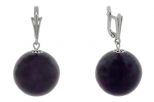Серьги из серебра с гагатом шар 24 мм 58907