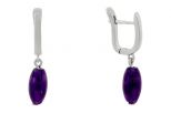 Серьги из мельхиора с аметистом рис 2х12 мм 59003