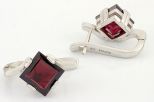 Серьги из серебра с гранатом квадрат 10х10 мм 59299