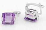 Серьги из серебра с аметистом квадрат 10х10 мм 59350