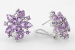 Серьги из серебра с аметистом 10 треугольников 5х5х5 мм 6 кругов 3 мм 59358